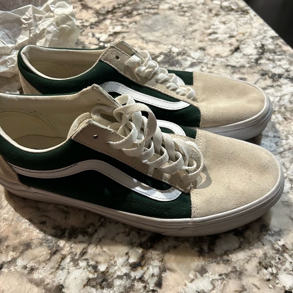 Green and Beige Old skool Vans